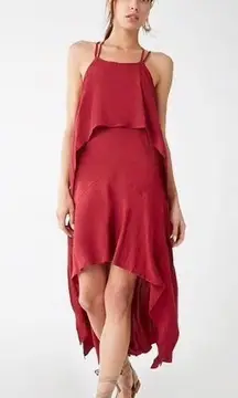NWT Red Strappy Crisscross Geometric Maxi Dress