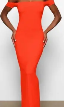 Skims Soft Rib Off the shoulder Maxi Dress