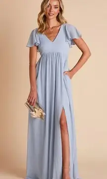 NEW Birdy Gray Hannah Empire Dress size XS Dusty Blue Bridesmaid Formal Maxi