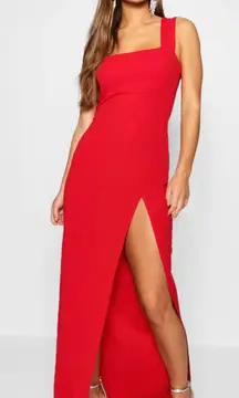 Boohoo Petite Recycled Square Neck Split Maxi Dress