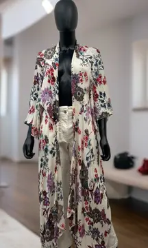 Patrons of Peace Floral Kimono Duster‎ – 100% Rayon, Size Small