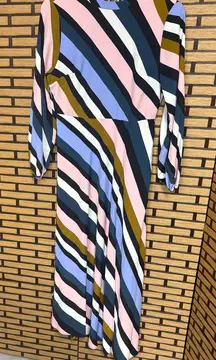 Topshop Multi Color Stripe Open Back Maxi Dress Size 8