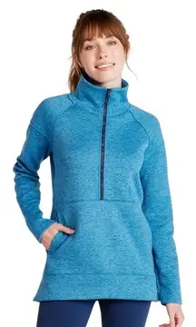 LL Bean FlexForward Quilted Half Zip Pullover Jacket Womens Size Small Blue