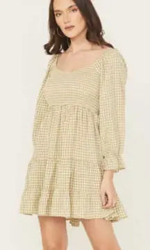 Blue B Gingham Tiered Mini Dress from Boot Barn Ruched Flirty Dress Large