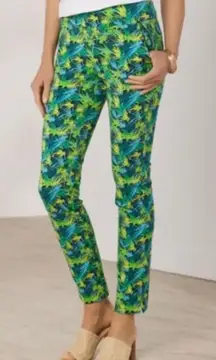 Soft Surroundings Green Tropical Print cute stretchy Pants