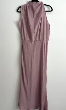 PrettyGarden High Neck Sleeveless Maxi Dress Women's Medium Purple Satin New