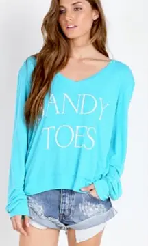 Womens WILDFOX Sandy Toes Vneck Baggy Beach Jumper Crewneck size XS