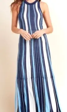 Anthropologie Maeve Lisanne Striped Sweater Maxi Dress Blue White