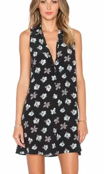 Equipment Mina Petunia Printed‎ Dress Black Floral Silk Size XS