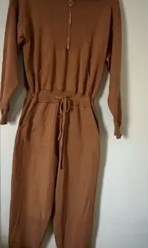 Strut&bolt Tan Long Sleeve Jumpsuit