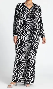 NEW Eloquii Intarsia Long Sleeve Sweater Dress Blurred Zebra Swirl SIZE 18/20