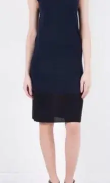 Rag & Bone colorblock navy black sleeveless wool knit sheer mini dress size medi