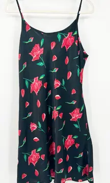 Go Softly Womens Vintage Y2K Floral Rose Print‎ Retro Pinup Mini Slip Dress L