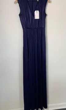 XS NEW Krista Maxi Dress V Neck Slit Cut Tie Back Shimmer