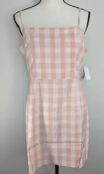 NWT |‎ BP. Square Neck Strappy Coral & White Gingham Dress