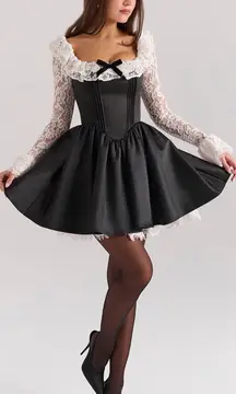 HOUSE OF CB 'Cleora' Black Lace Ruffle Mini Dress‎ NWOT Size L A-C