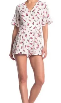 Scalloped Surplice Floral Print Romper