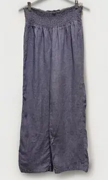 Sigrid Olsen‎ Women’s Blue Pull On Wide Leg 100% Linen Pants Large Lagenlook