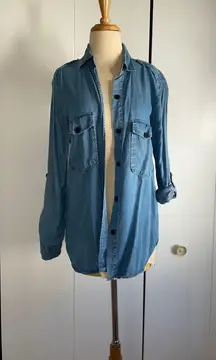 ZARA Womens Denim Button Up Top