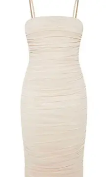 Pretty Little Thing Nude Mesh Ruched Midaxi Dress