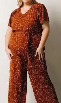 Baltic Born NWT  Dakota Jumpsuit in Rust Print Wide Leg Pant Women's Size 3XL