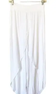 BOHO Pants T.Zovich Relaxed Wrap Slit Boho Beach Vacation High Rise White Small