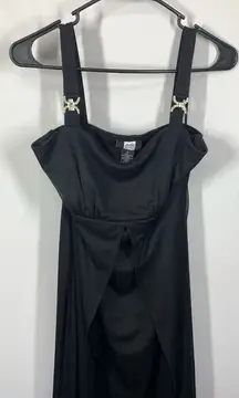 Studio 1940 Women’s Rhinestone Straps & Sheer Overlay Evening Dress Black Size 8