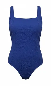 Speedo One Piece Swimsuit Modest Conservative Blue Textured Beach Active Size 8