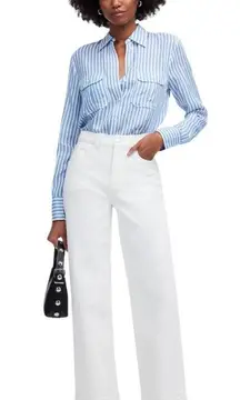 Madewell The Perfect Vintage Wide Leg Crop Jean Women's 25 White Denim Chic NWT