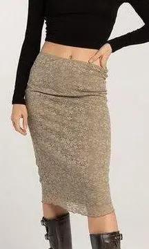 RSQ Low Rise Floral Lace Midi Skirt in Taupe Size XS NWT