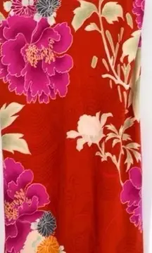 Natori Floral Satin Slip Mini Dress Silky Lingerie Nightgown Red S Floral