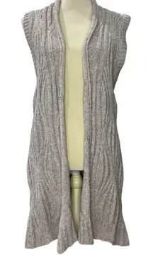 Cabi Open Front Wool Cardigan Womens Size Medium Cable Knit Sweater Vest Oatmeal