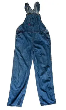 Navy blue denim overalls with a relaxed fit 🔥