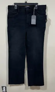 NWT WIT & Wisdom jeans raw hem AB solution stride barely boot 10 black denim