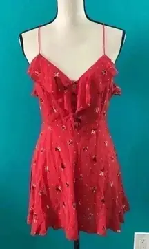 ⭐️ Urban Outfitters Kimchi Blue Red Floral backless Romper in size 10