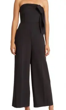 SAM EDELMAN Bow-Front Strapless Black Jumpsuit Size‎ 4 Cropped Wide Leg