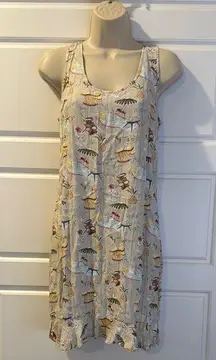 Kahala Sun Dress Sleeveless Hawaiian Backyard Luau Sheath Ruffle Hem 6
