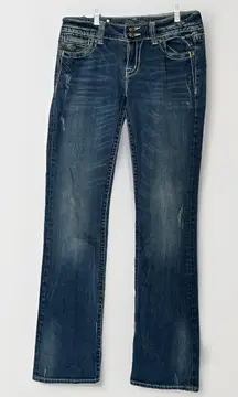 Miss Me Rhinestone Cross Bootcut Jeans Y2K Western Glam Low Rise 31x34 Cowgirl