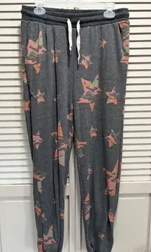 White Birch Gray/Oange Camo Stars Sweatpants Elastic Tie‎ Waist Pockets Size XL