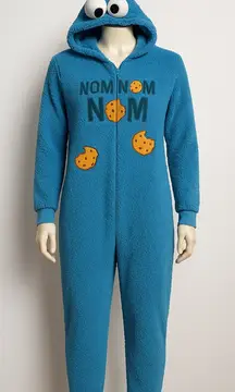 Sesame Street Cookie Monster  L/XL unisex Blue Sherpa Fleece Pajama Suit(34)
