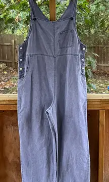 Melrose Studio Women's Vintage Linen/Cotton Overalls Periwinkle Blue Size L