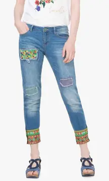 Desigual Exotic Jeans Ethnic Ankle Size 28