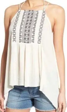 Sun & Shadow Embroidered Strappy Flowy Gauze Tank