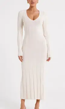 Ciara Ivory Ribbed Maxi Dress