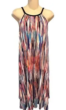 Women’s Size Small Multicolor Halter Midi Dress Red Pink Blue