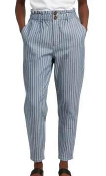 Universal Thread High Rise Paperbag Pants Womens 12 Blue Striped Tapered Retro