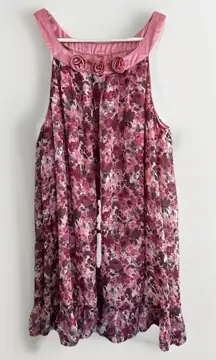 Vintage Y2K Elle Dress Sleep Floral Sleeveless Ruffle‎ Clueless Sheer Pink L