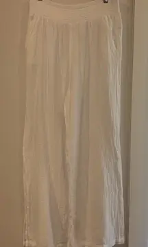 Aerie White Linen Flowy Pants