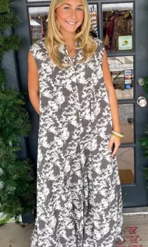 Nwot BUCKETLIST gray printed jumpsuit sold out wide leg boho western fall casual