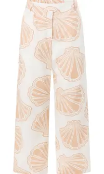 SABO Bahari Pants Coastal Resort Shell Print Wide Leg Linen Women XXL Australia